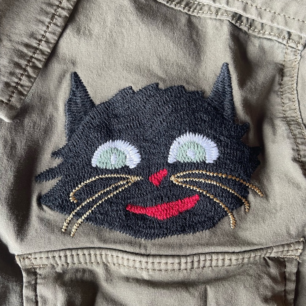 Rare unisex, military style ,Lucky Cat ,Lucky Brand embroidery jacket.